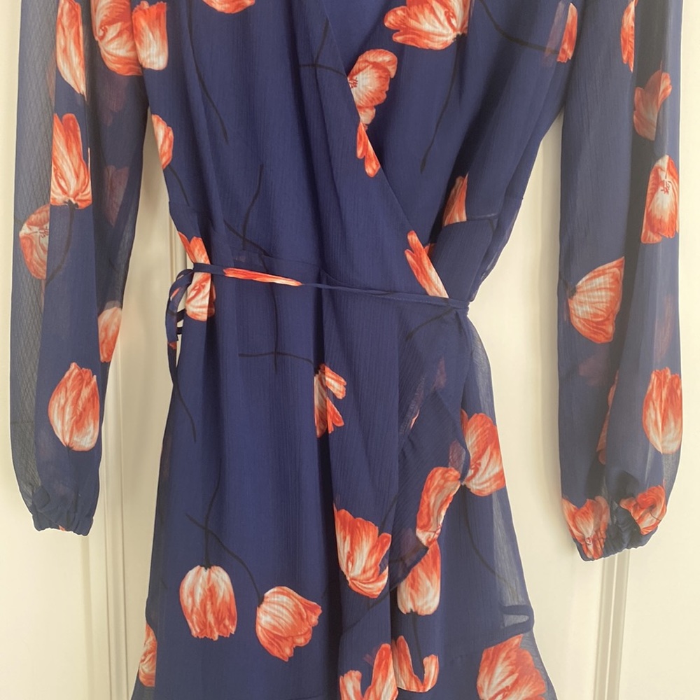 NWOT long sleeve floral wrap dress - Picture 3 of 8